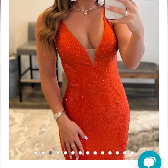 SHERRI HILL HOT ORANGE PROM DRESS - Picture 5 of 6